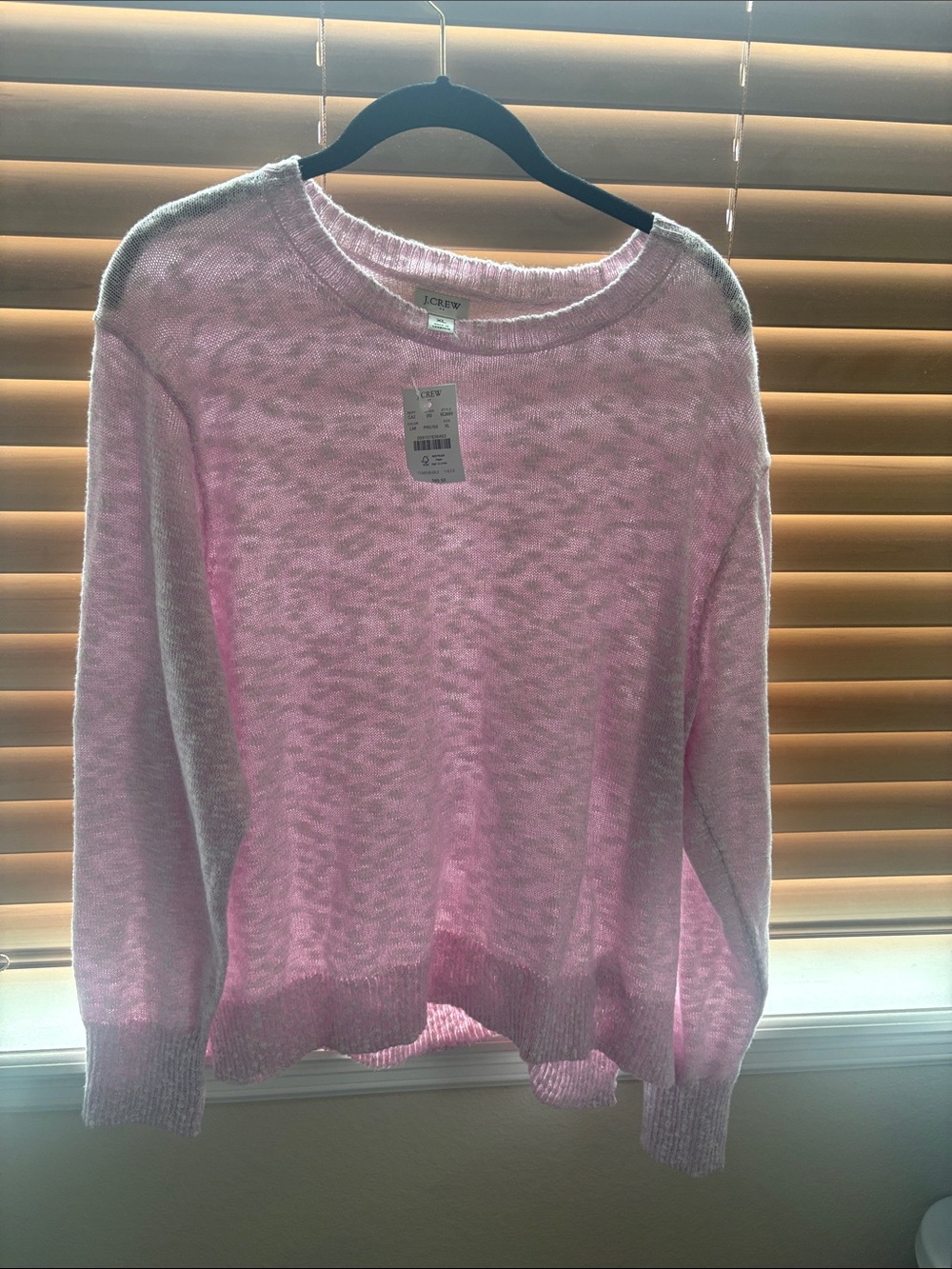J. Crew Light Pink Semi-Sheer Crewneck Sweater